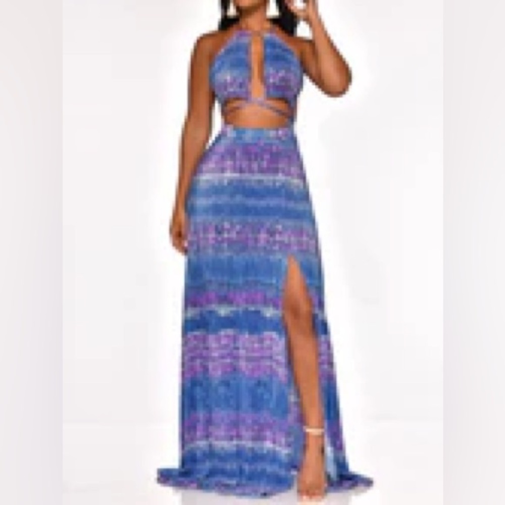 The Boutique Tie Dye Plisse Maxi Dress
